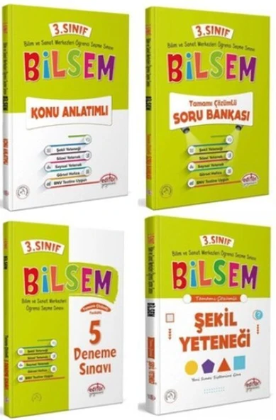 Editör Yayınları 3. Sınıf Bilsem Hazırlık Kitapları 4 lü Set - Resim 3