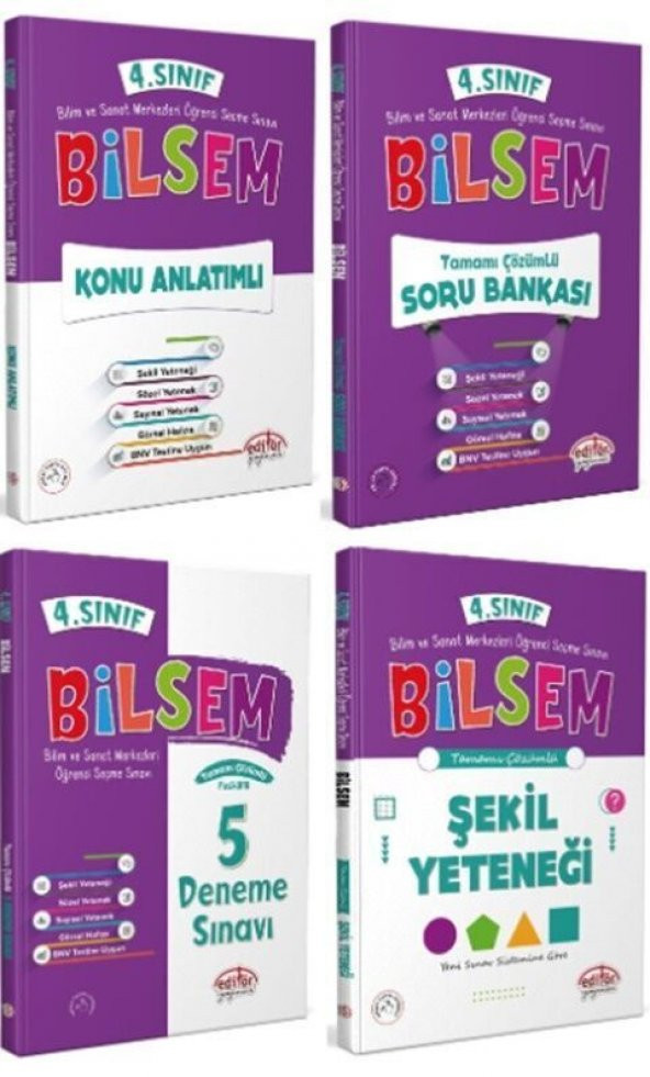 Editör Yayınları 4. Sınıf Bilsem Hazırlık Kitapları 4 lü Set