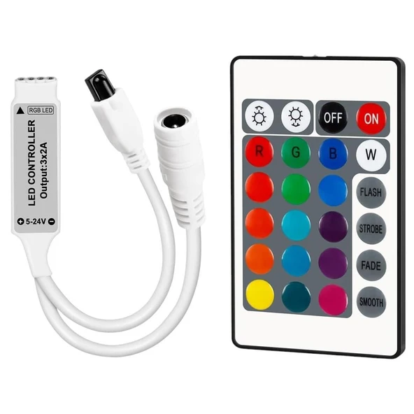 POWERMASTER MİNİ 24 TUŞLU 5-12-24 VOLT 3X2 AMPER KUMANDALI LED RGB KONTROL CİHAZI - 7