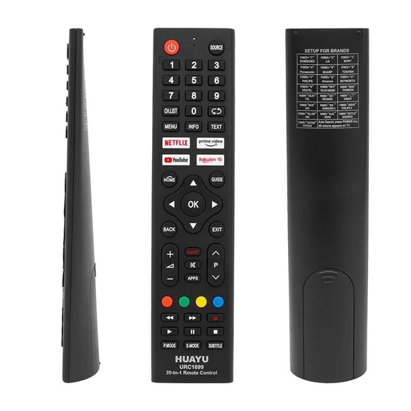 Ayt Huayu KL URC1699 20 IN 1 Netflıx Youtube Prıme Vıdeo Tuşlu Unıversal Lcd Led Tv Kumanda ürün görseli 1