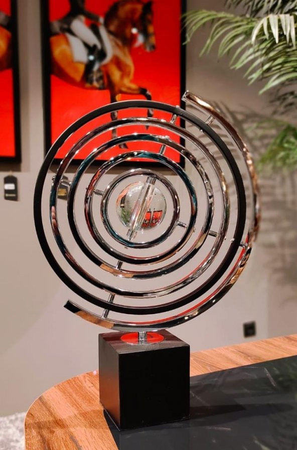 Crearthome Yörünge Dekoratif Dünya Küre İthal Büyük Boy Gümüş Obje HF-802-G-BÜYÜK