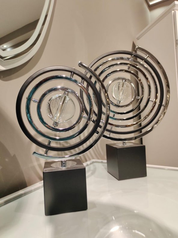 Crearthome Yörünge Dekoratif Dünya Küre İthal Büyük Boy Gümüş Obje HF-802-G-BÜYÜK - 4