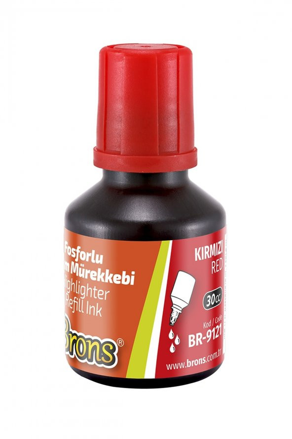 Brons 30 Ml Fosforlu Kalem Mürekkebi Kırmızı