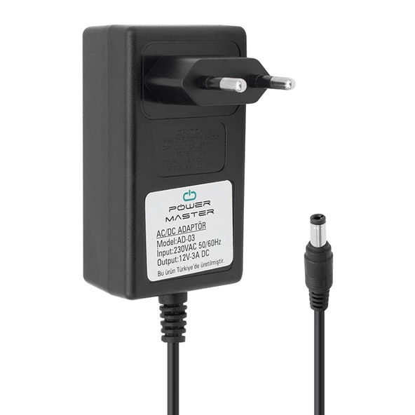 Powermaster 12 V 3 Amper Priz Tipi Adaptör 5.5x2.5 Uç