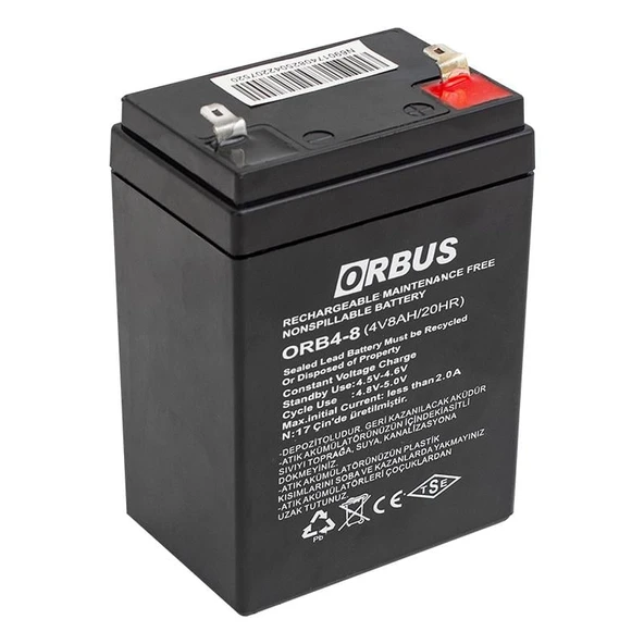 Ayt Orbus 4 Volt 8 Amper Kuru Tip Akü ORB4-8  68 X 45 X 95 MM - 5