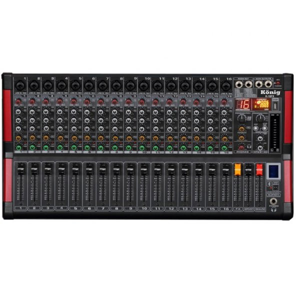 KÖNİG K-16 FX 16 XLR/LINE MONO GİRİŞ USB/SD/DISK/BLUETOOTH 16 KANAL DECK MIXER