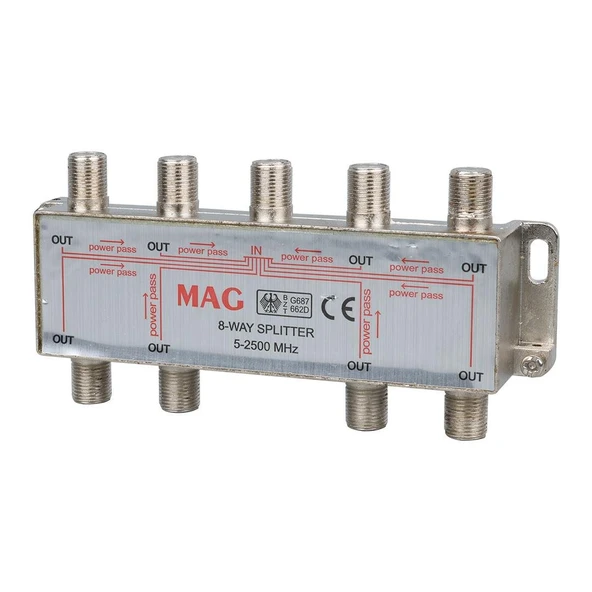 Ayt 1 8 Uydu Dağıtıcısı 5-2500 Mhz Splitter Tek Sinyal Girişini 8 Çıkışa Çoklayıcı - 6