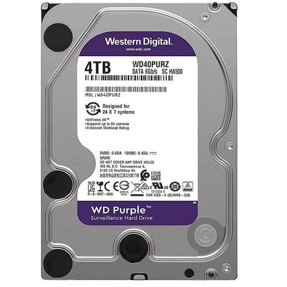 Western Digital Purple WD40PURZ 4 Tb Sata 6GB S 7 24 Güvenlik Harddisk - 3