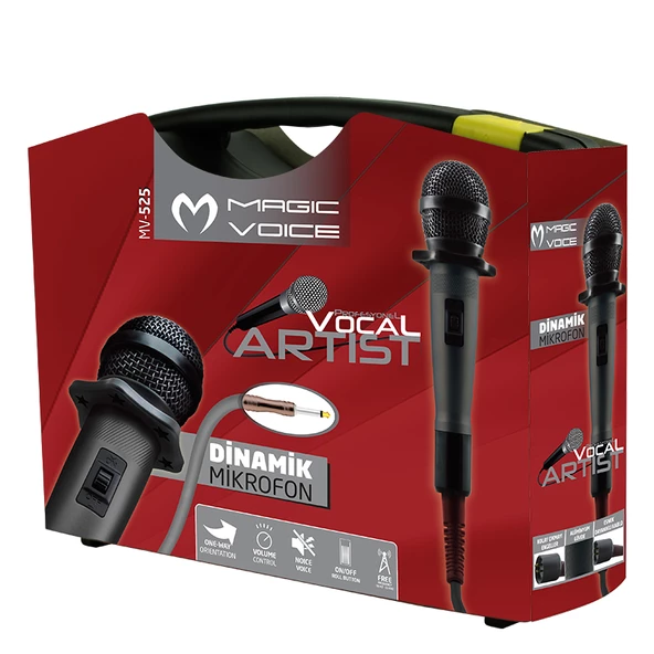 Ayt Magicvoice MV-525 Dinamik Profesyonel 4.5 Metre Kablolu El Mikrofonu 6.3 mm Jack Girişli Mikrofon