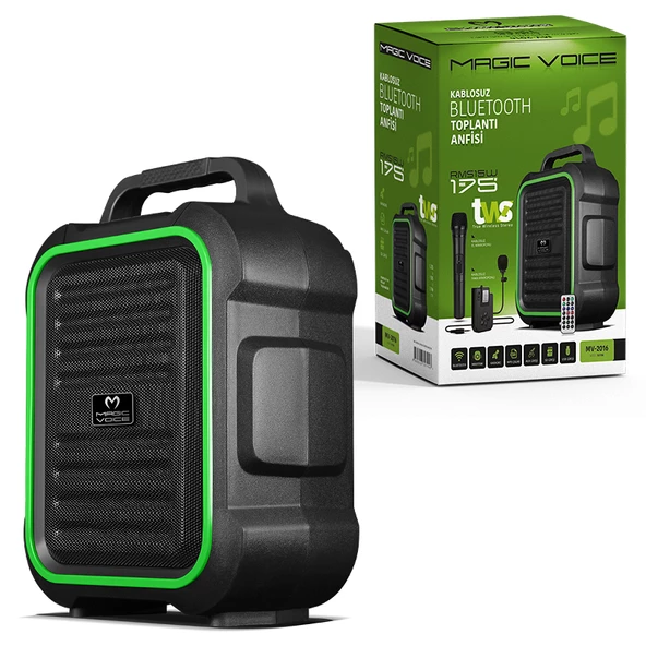 Magicvoice MV-2016 Max 175 W USB-SD-BT Siyah 1E-1Y Mikrofonlu Aktif Hoparlör taşınabilir - 4