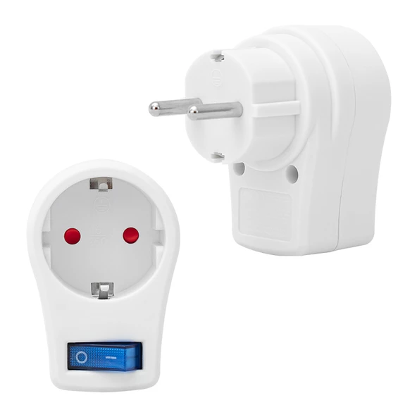 Powermaster Beyaz Tekli Anahtarlı Akım Korumalı Priz 2510 Watt Ev Aletleri Prizi - 2