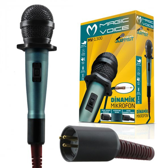 Magicvoice MV-1300 Kablolu Dinamik El Mikrofonu Ses Kontrollü Ağız Mikrofonu Dayanıklı Kablo