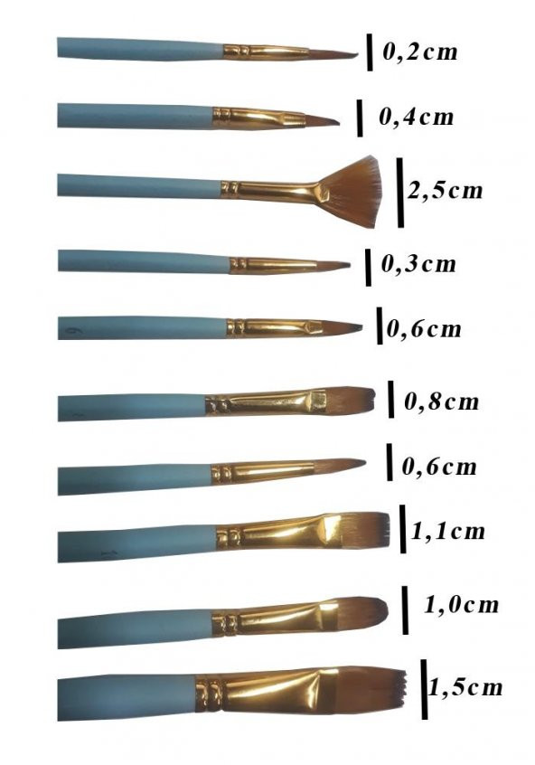 Fırça Seti 10 Lu Resim Fırçası 1 Paket Suluboya Akrilik Boya Guaj Boya Yağlı Boya Fırca Seti Kesik Yelpaze - 2