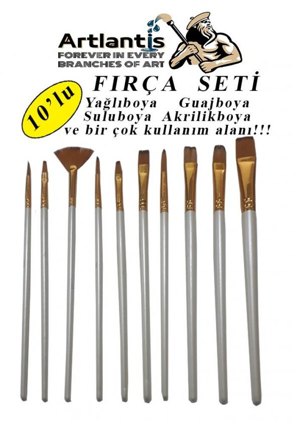 Fırça Seti 10 Lu Resim Fırçası 1 Paket Suluboya Akrilik Boya Guaj Boya Yağlı Boya Fırca Seti Kesik Yelpaze