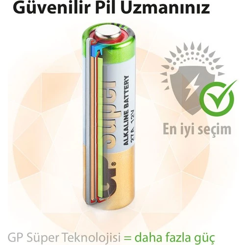 Gp 27A 12V İnce Alarm Pili 5'Li Paket - 5