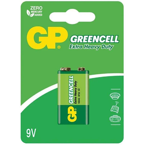 GP 1604GLF Greencell 9 Volt Pil - Resim 3