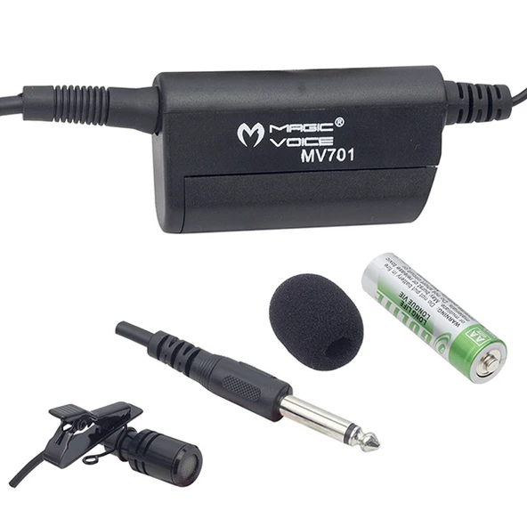 Magicvoice MM-701 Kablolu 600 Ohm Yaka Mikrofonu 6.3mm Jack Girişli Condenser Mikrofon Taşıma Çantalı