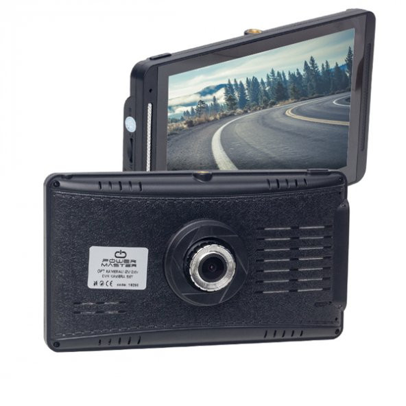 Powermaster 5 MP 7 İnç Ekran Mikrofon Gece Görüşlü Çift Kamera Tır Kamyon Araç Kayıt Cihazı Oto İçi Kamera