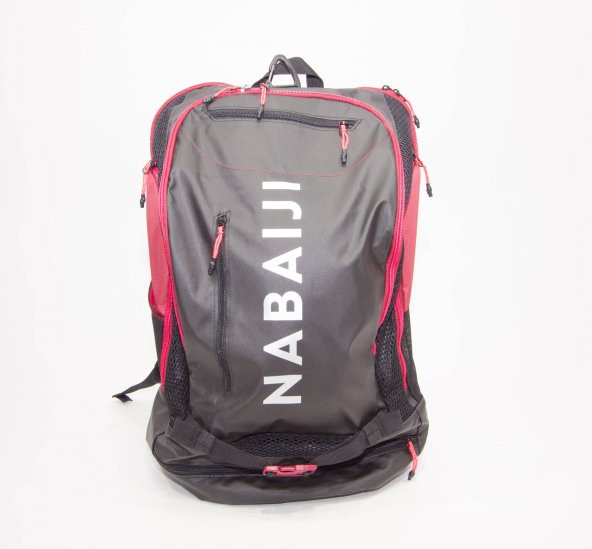 Unisex Siyah/Kırmızı 40Lt Yüzücü Sırt Çantası 9 bölmeli Nabaiji Meridyendukkan - 3