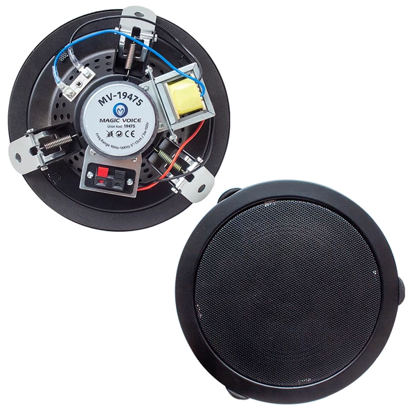 Magicvoice 13 Cm 6W Trafolu Alçıpan Metal Kasa Hoparlör Siyah Tavan Hoparlörü Okul Toplantı Konferans Salonu İçin - 5