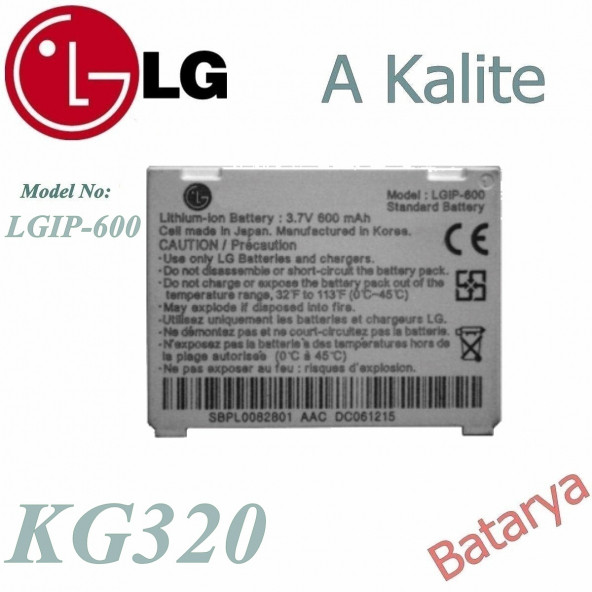 Lg Kg320 Batarya Lgip-600 Uyumlu Yedek Batarya