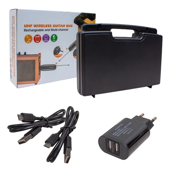 Magicvoice Gitar Tip Kablosuz Enstrüman Mikrofonu Üçlü Set Kablosuz Mikrofon 6.3 mm Jack Girişli 30 Mt. Çekim Mesafe - 3