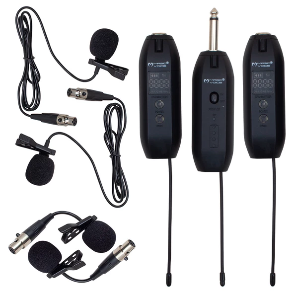 Magıcvoıce MV-19596 Uhf Enstrüman Tip Kablosuz Mikrofon Üçlü Set Kürsü Yaka Mikrofonu  Li Xrl Li Gitar İçin Uygun - 4