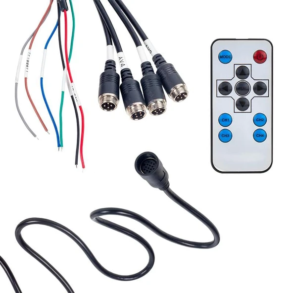 Powermaster Dokunmatik Tuş Takım Quad 4 Yollu 4 e Bölünebilen Ekran Araç Monitör Tır Servis Aracı Monitör Ekranı - 9