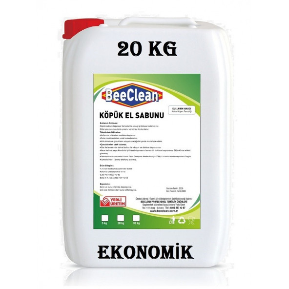 BeeClean 20 Kg Köpük El Sabunu EKONOMİK EKES - 30 - 20 - 10 - El Temizleme Ürünü