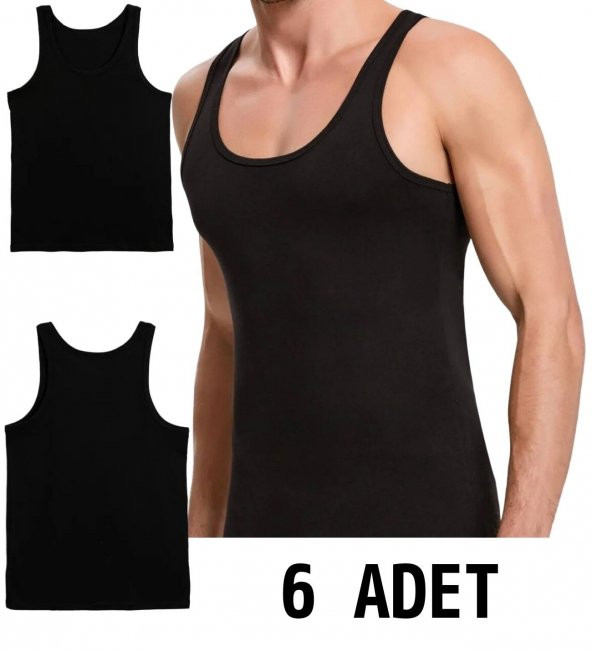 6 ADET ERKEK 100 PAMUK ASKILI KLASİK ATLET - 2