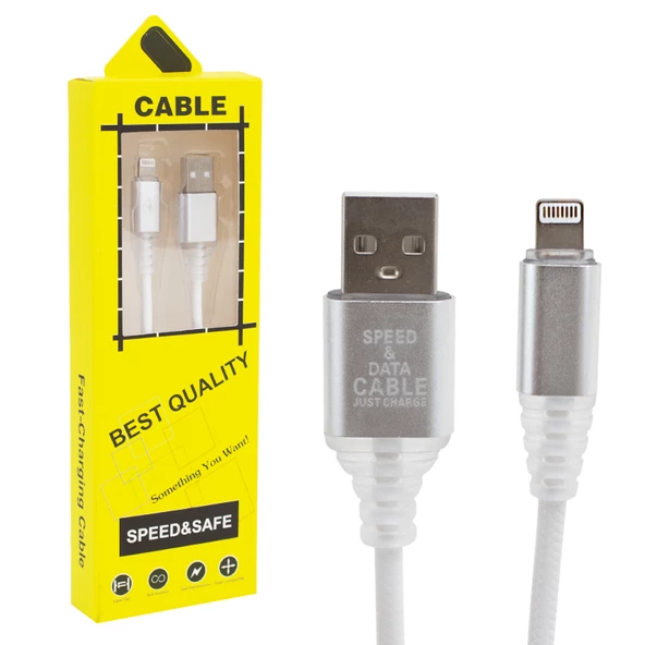 Ayt Powermaster Örgülü Işıklı 3A Lightning USB Şarj ve Data Kablosu