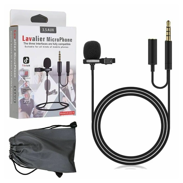 Powermaster JH-043-A Cep Telefonu için 3.5 mm Jack Girişli Youtuber Yaka Mikrofonu Mikrofon Ve Kulaklık Girişli - 9