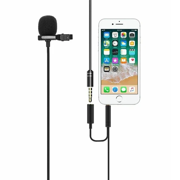 Powermaster JH-043-A Cep Telefonu için 3.5 mm Jack Girişli Youtuber Yaka Mikrofonu Mikrofon Ve Kulaklık Girişli - 8