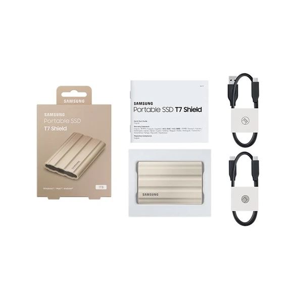 Samsung T7 1TB Usb 3.2 Gen 2 Type-C Bej Shield - Resim 3