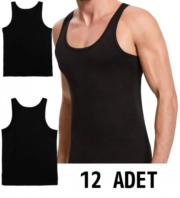 12 ADET ERKEK 100 PAMUK ASKILI KLASİK ATLET