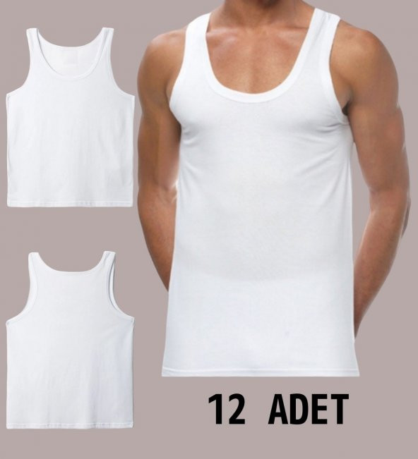 12 ADET ERKEK 100 PAMUK ASKILI KLASİK ATLET - 3