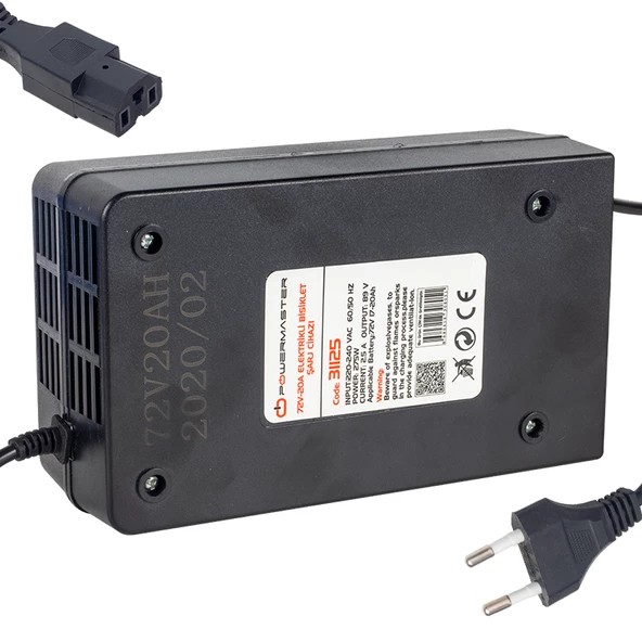 Ayt Powermaster Pm-31125 72 Volt 20 Amper Elektrikli Bisiklet Scooter Şarj Cihazı Aleti C16 Uçlu