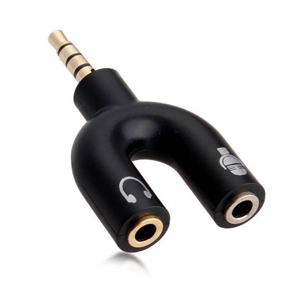 Powermaster 3.5 Mm Stereo Erkek to Kulaklık + Hoparlör Dişi Çoklayıcı Jack Hoparlör Mikrofon Girişi Ayırıcı