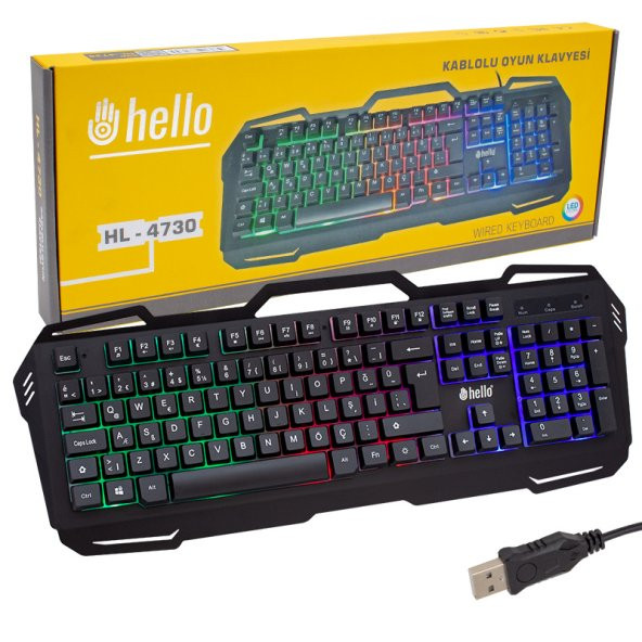 Hello HL-4730 Kablolu Oyuncu Gaming Klavye Q Klavye Rgb Işıklı Oyuncu Klavyesi