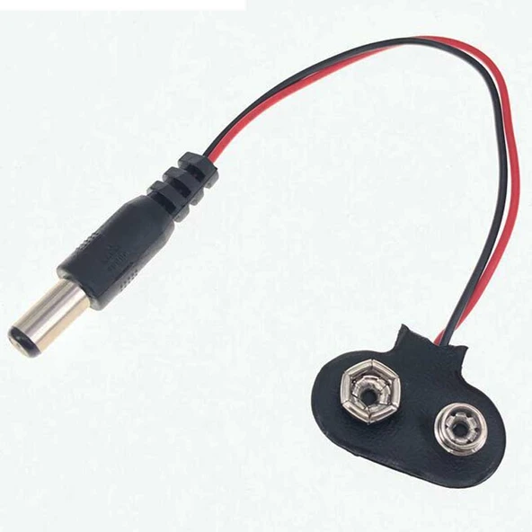 Ayt 9 Volt 2.1 Mm Jacklı Pil Başlığı 15Cm Kablolu 9V Pil Takma Soketi Adaptör Jack Soket Uçlu IC-232A - 6