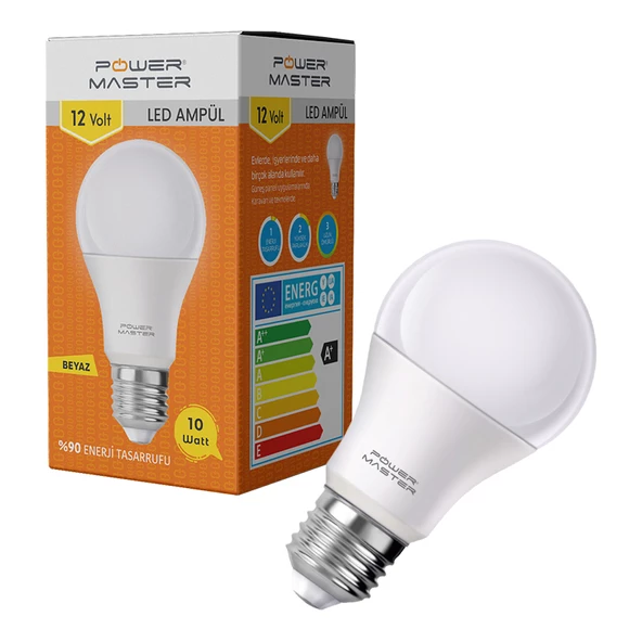 Powermaster PMLED-12V E27 850LMN 10 Watt 12 Volt 6500K Beyaz LED Ampul - 4