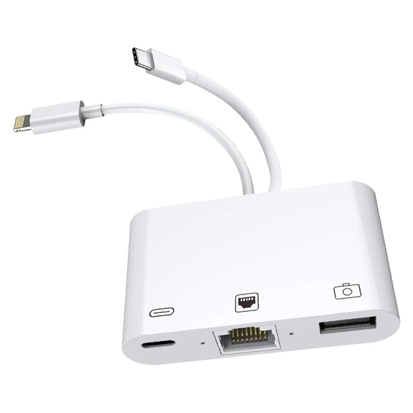 Powermaster PM-5725 Lightning İphone Type-C Girişini Kamera Lan Ethernet Girişine Çevirici Dönüştürücü - 4
