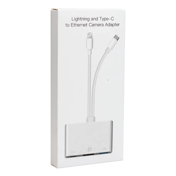 Powermaster PM-5725 Lightning İphone Type-C Girişini Kamera Lan Ethernet Girişine Çevirici Dönüştürücü - 3