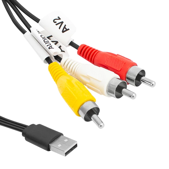 Ayt 3 RCA USB Çevirici 1.2 Metre Kablo Renkli Soket Usb Dönüştürücü Çevirici