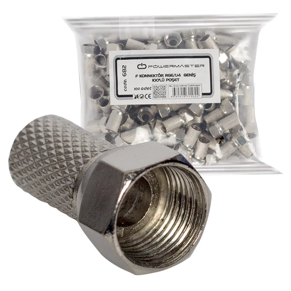 Ayt F Konnektör RG6-U4 18MM Geniş 100 Adet Uydu Kablosu Uydu Cihazı Konnektörü