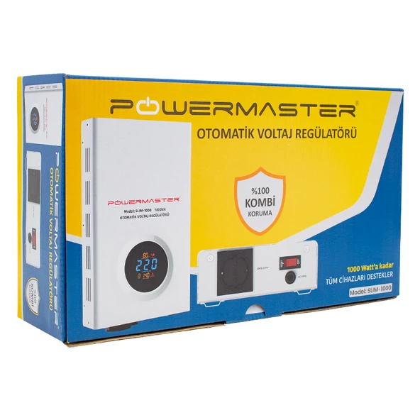 Powermaster Slim-1000 Otomatik Voltaj Kombi Regülatörü 220V Ev Tipi Regülatör 220 Volt 1000 Watt - 6