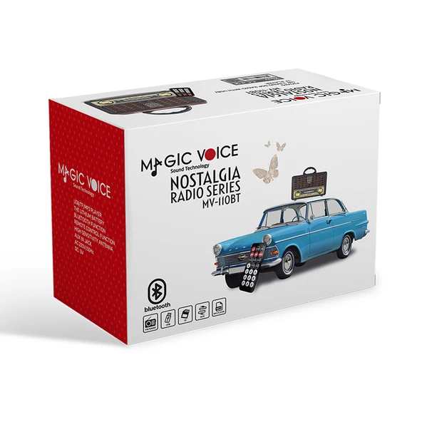Ayt Magicvoice MV-110BT Usb Sd Fm Bluetooth Destekli Nostaljik Radyo Bluetooth Hoparlör Ses Bombası - 3