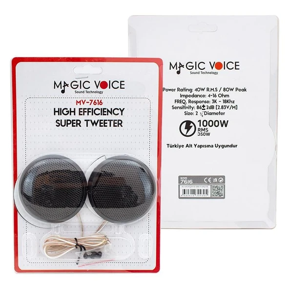 Magicvoice 80 Watt 40 Watt Rms Güç Slim Kasa Oto Tweeter MV-7616 Araç Tweeter Tiz Hoparlör - 9