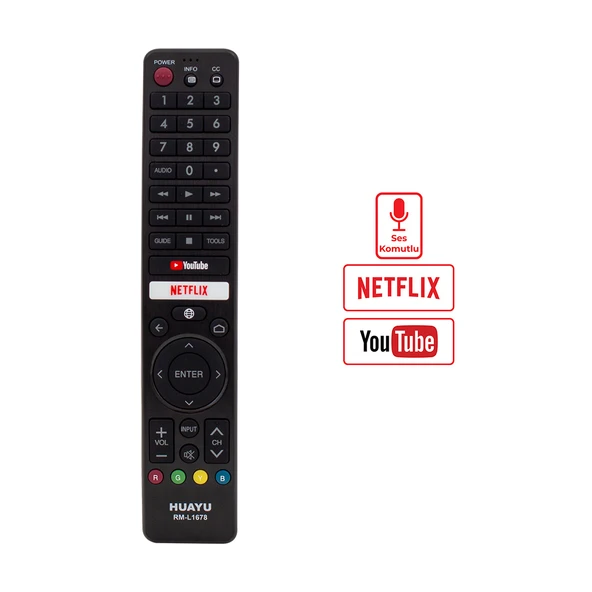 Huayu RM-L1678 Sharp Netflix-Youtube Tuşlu Lcd-Led Tv Kumanda Televizyon Kumandası - 3