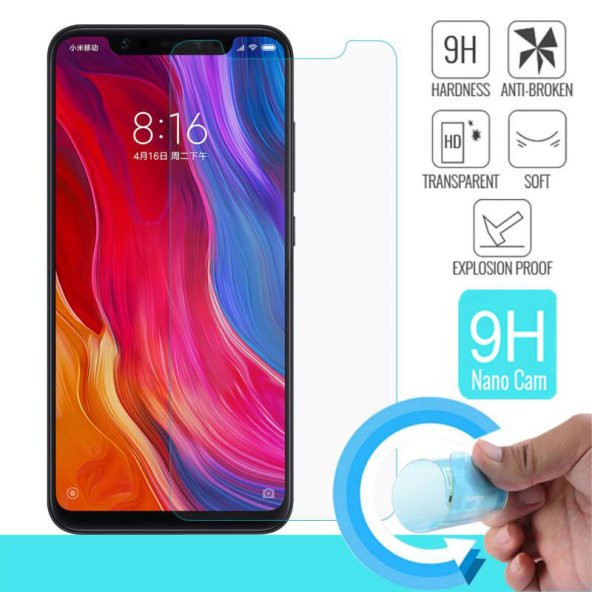 Xiaomi Mi 8 Nano Kırılmaz Cam Ekran Koruyucu Plastik ve Cam Karışımı